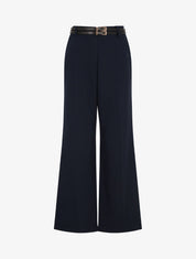 Pantalon droit taille haute ceinturée - Marine - 4