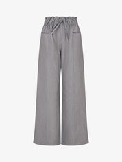 Pantalon droit taille haute élastiquée - Gris - 1