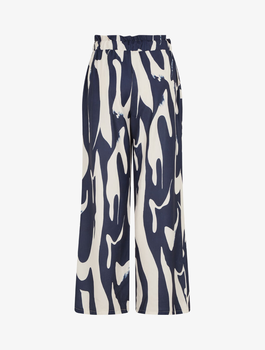 Pantalon fluide imprimé abstrait - Marine - 2