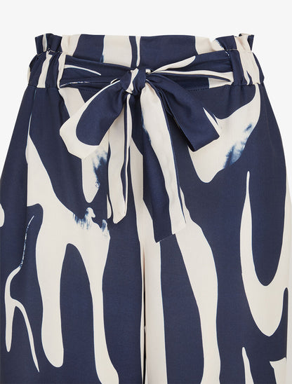 Pantalon fluide imprimé abstrait - Marine - 3