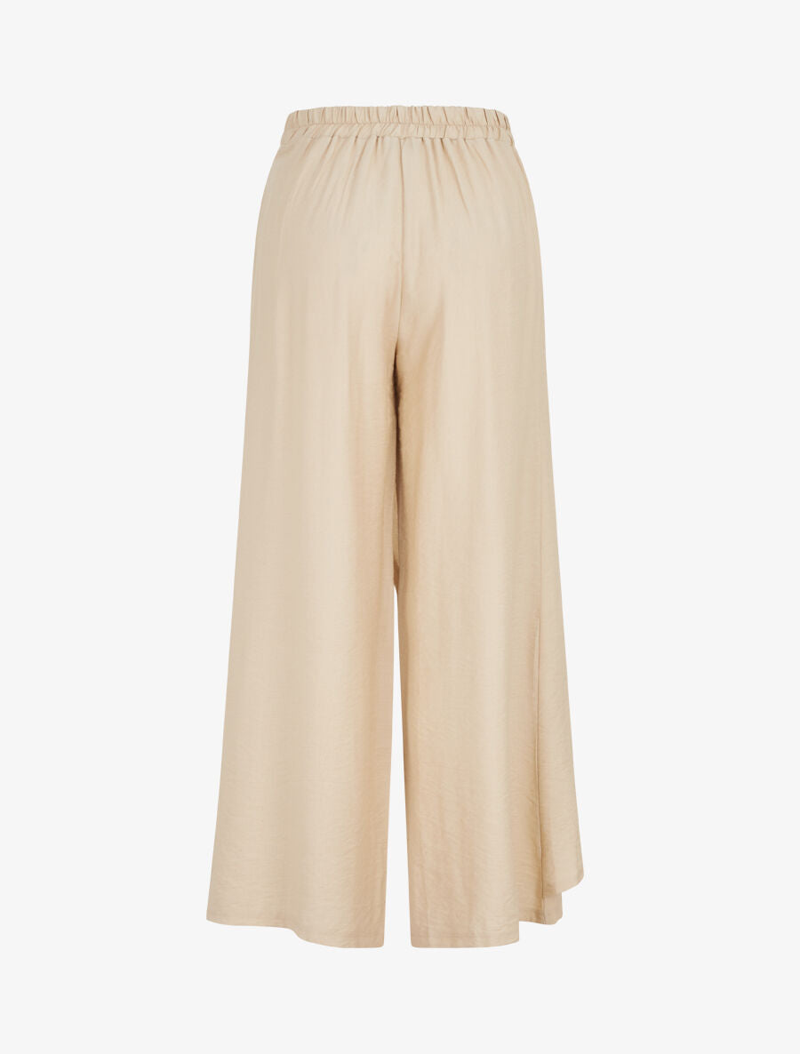 Pantalon droit uni à pan - Beige - 2
