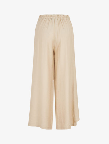 Pantalon droit uni à pan - Beige - 2
