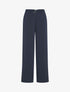 Pantalon ample taille haute uni - Marine - 1