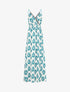 Robe longue à taille élastiquée imprimé floral - Bleu canard - 1