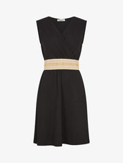 Robe unie à bande élastiquée irisée - Noir - 1