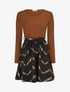 Robe patineuse à imprimés dorés - Camel - 4