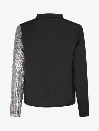 Blouse satinée avec sequins - Argent - 2