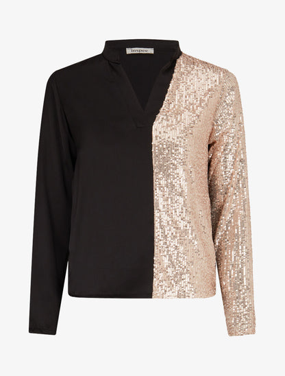 Blouse satinée avec sequins - Or - 1