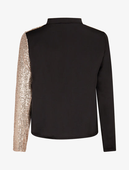 Blouse satinée avec sequins - Or - 2