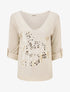 Pull droit et fin flocage léopard - Beige - 4