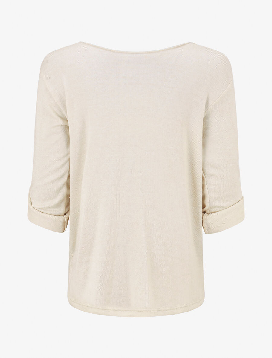 Pull droit et fin flocage léopard - Beige - 2
