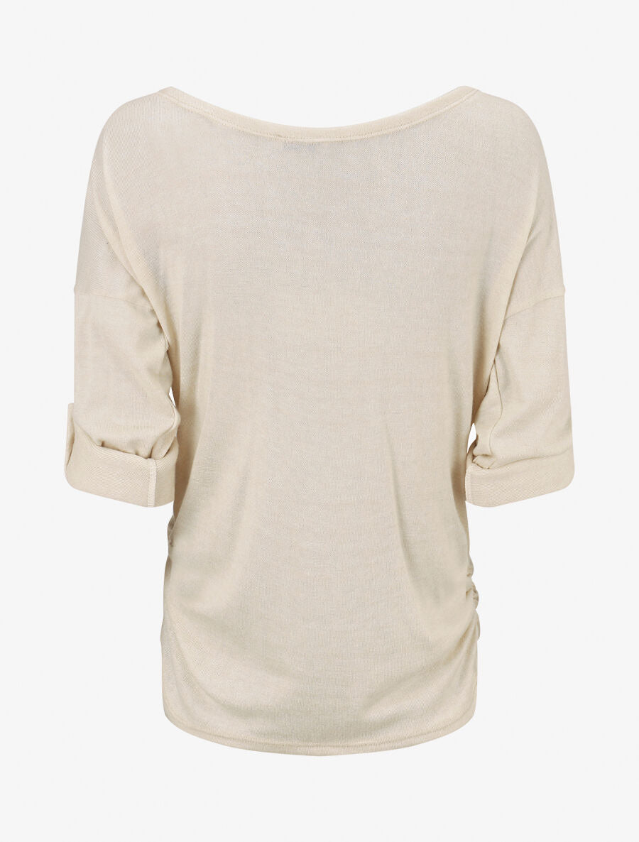 Pull à coeur irisé et sequins - Beige - 2