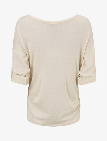 Pull à coeur irisé et sequins - Beige - 2