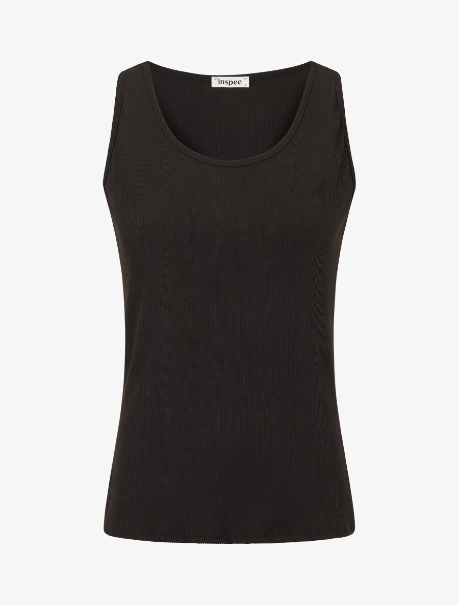 Débardeur côtelé basique coupe ajustée - Noir - 1