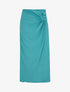 Jupe mi-longue drapée unie - Turquoise - 4