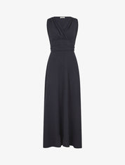 Robe longue évasée sans manches - Marine - 1