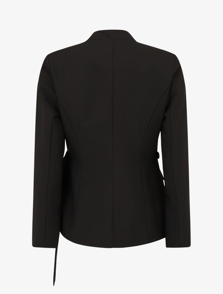 Veste droite unie à liens - Noir - 2