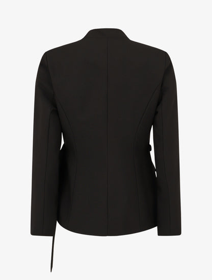 Veste droite unie à liens - Noir - 2