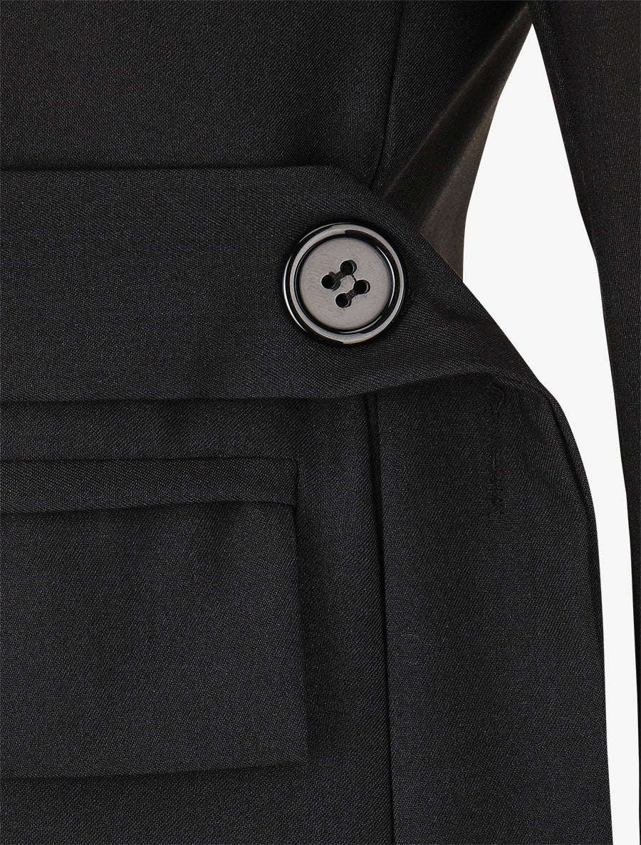 Veste droite unie à liens - Noir - 3