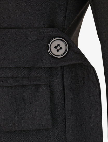 Veste droite unie à liens - Noir - 3