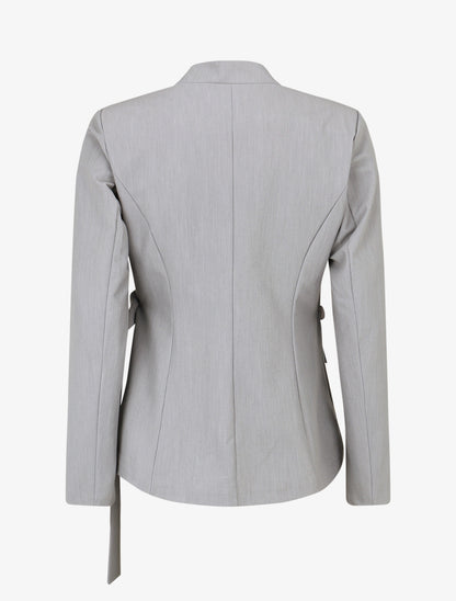 Veste droite unie à liens - Gris - 2