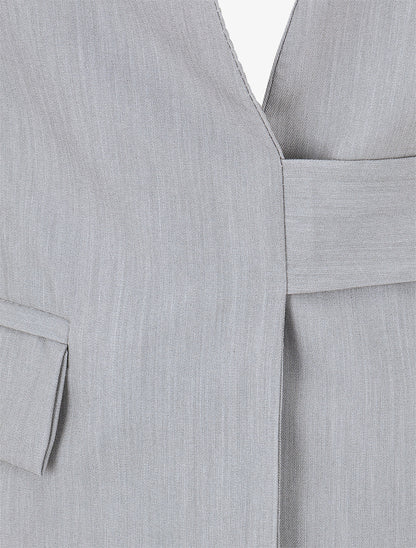 Veste droite unie à liens - Gris - 3