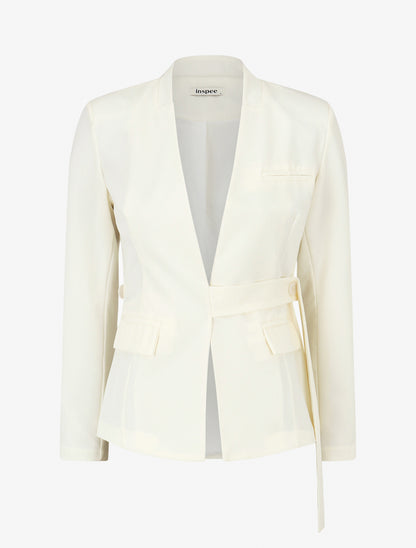 Veste droite unie à liens - Écru - 1