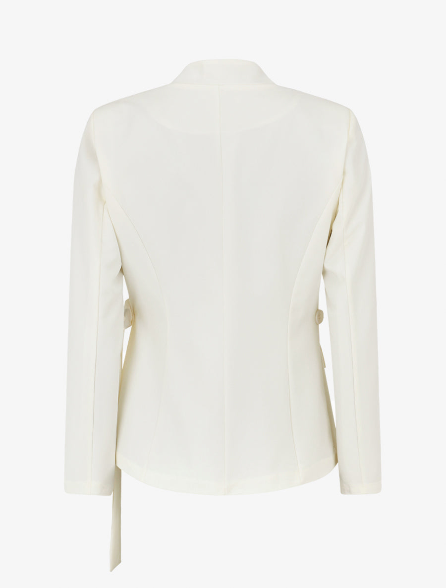 Veste droite unie à liens - Écru - 2