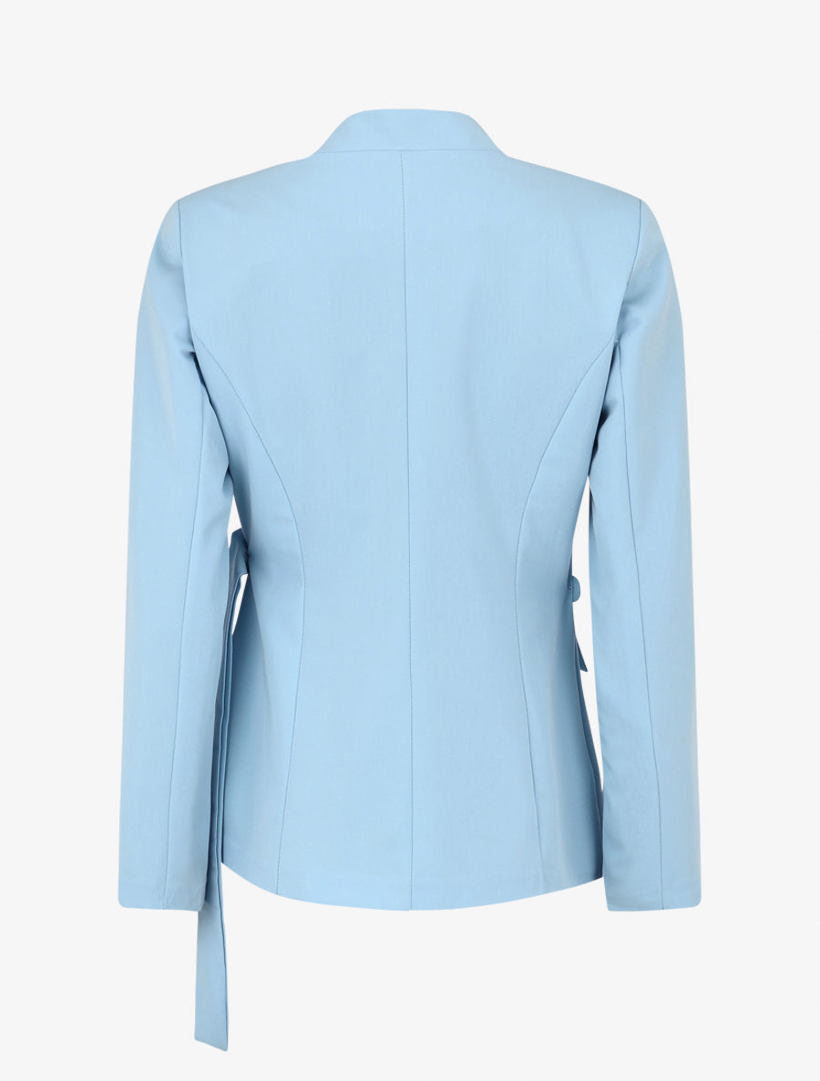 Veste droite unie à liens - Bleu ciel - 2