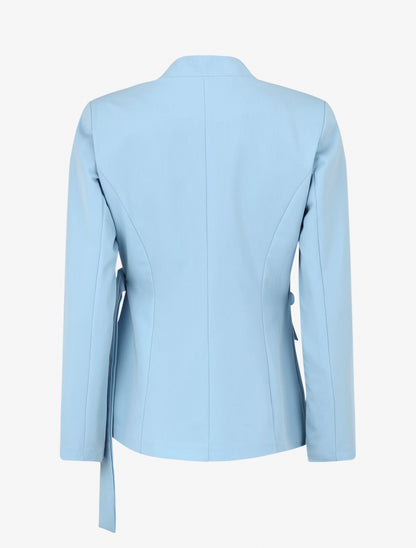 Veste droite unie à liens - Bleu ciel - 2