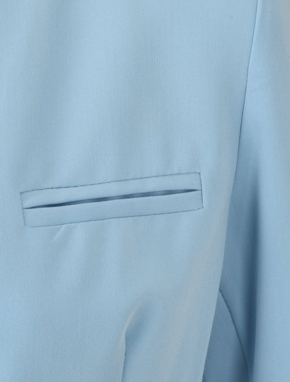 Veste droite unie à liens - Bleu ciel - 3