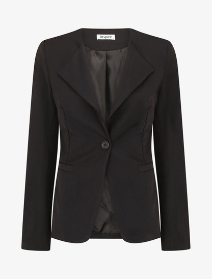 Veste unie boutonnée - Noir - 1