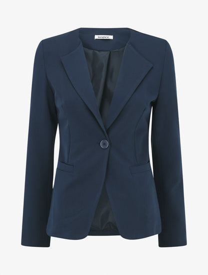 Veste unie boutonnée - Marine - 1