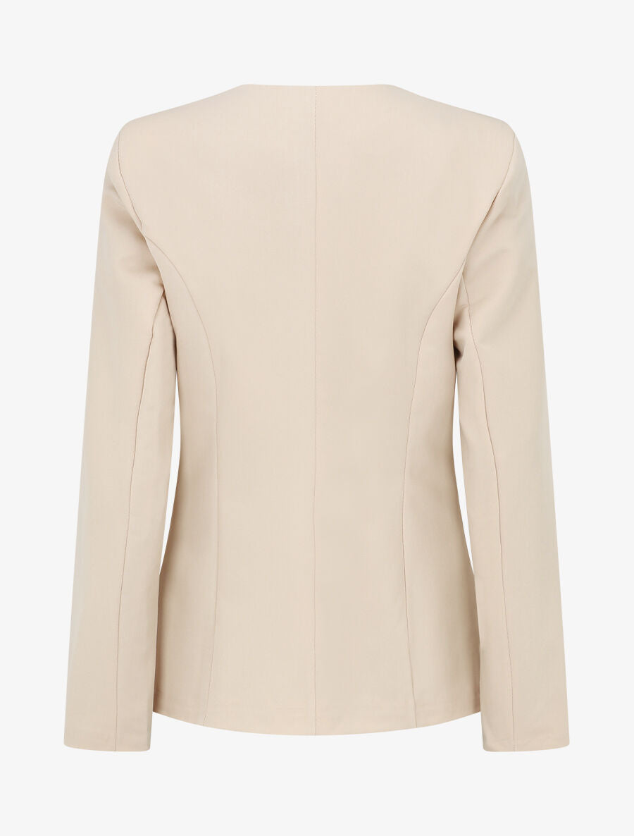 Veste unie boutonnée - Beige - 2
