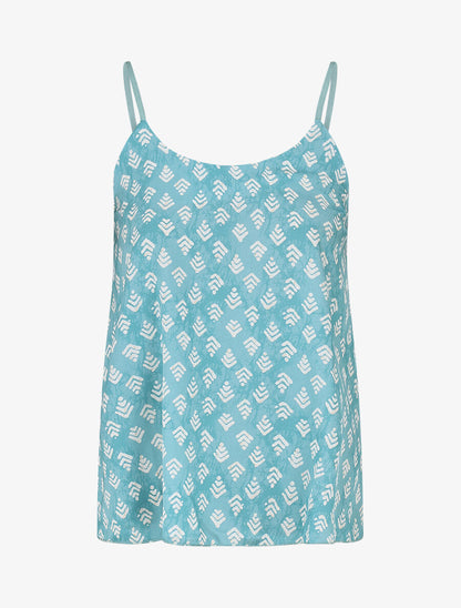 Caraco satiné imprimé graphique - Turquoise - 1