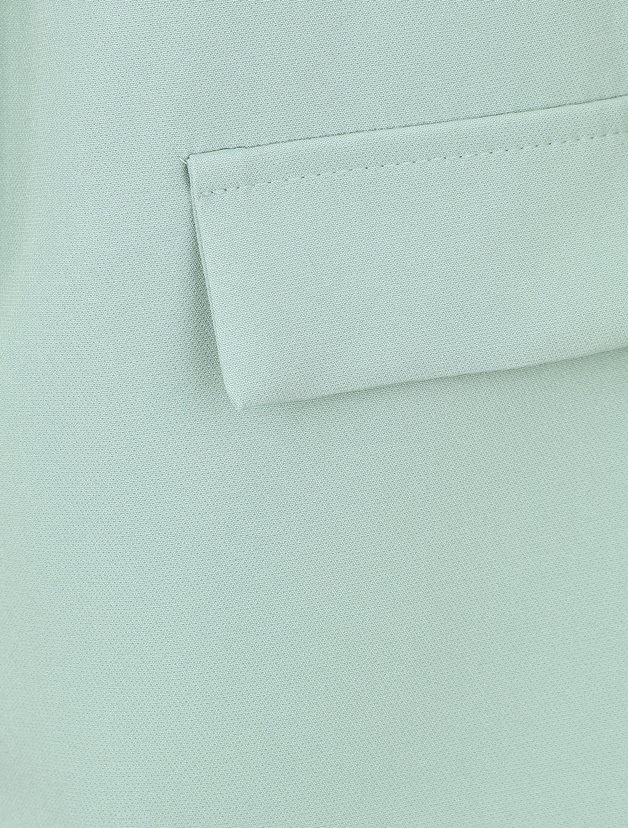 Blazer uni à manches froncées - Vert clair - 3