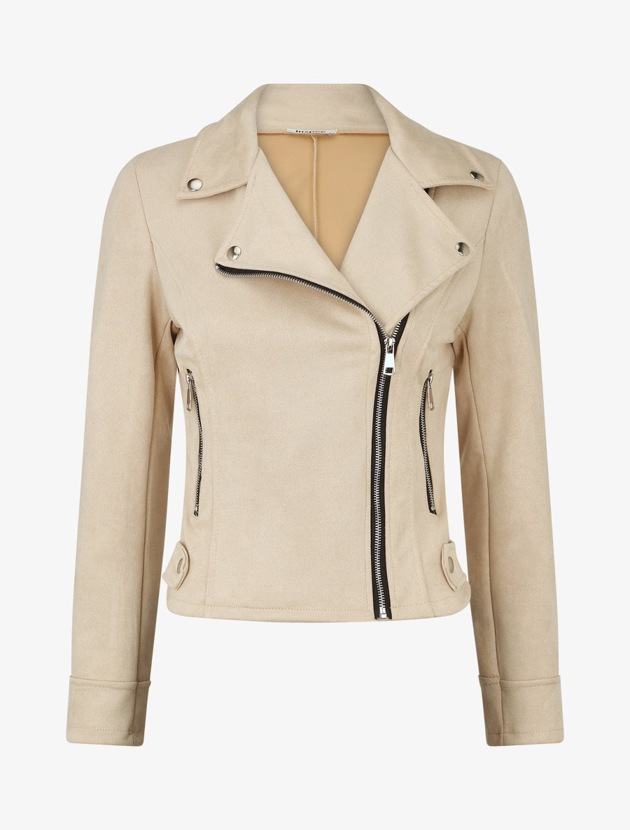 Chaqueta de ante estilo perfecto - Beis