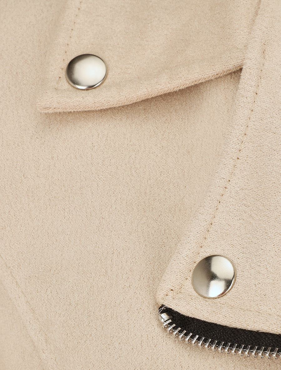 Chaqueta de ante estilo perfecto - Beis