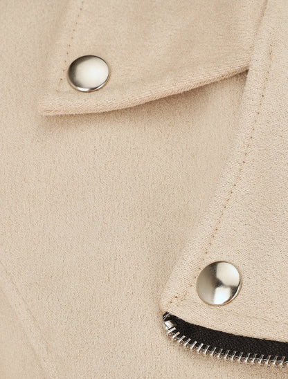 Chaqueta de ante estilo perfecto - Beis