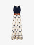 Robe imprimé ikat à bretelles en chaîne - Marine - 1