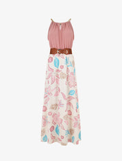 Robe imprimé fleuri à bretelles en chaîne - Vieux rose - 1