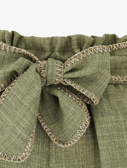 Short taille haute à ceinture fantaisie - Kaki - 3