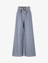 Pantalon ample à rayures et ceinture fantaisie - Bleu - 1