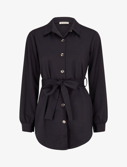 Chemise classique et ceinturée - Marine - 4