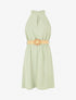 Robe unie à col américain - Vert clair - 1