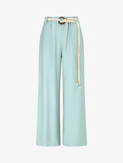 Pantalon uni à taille élastiquée - Vert d&