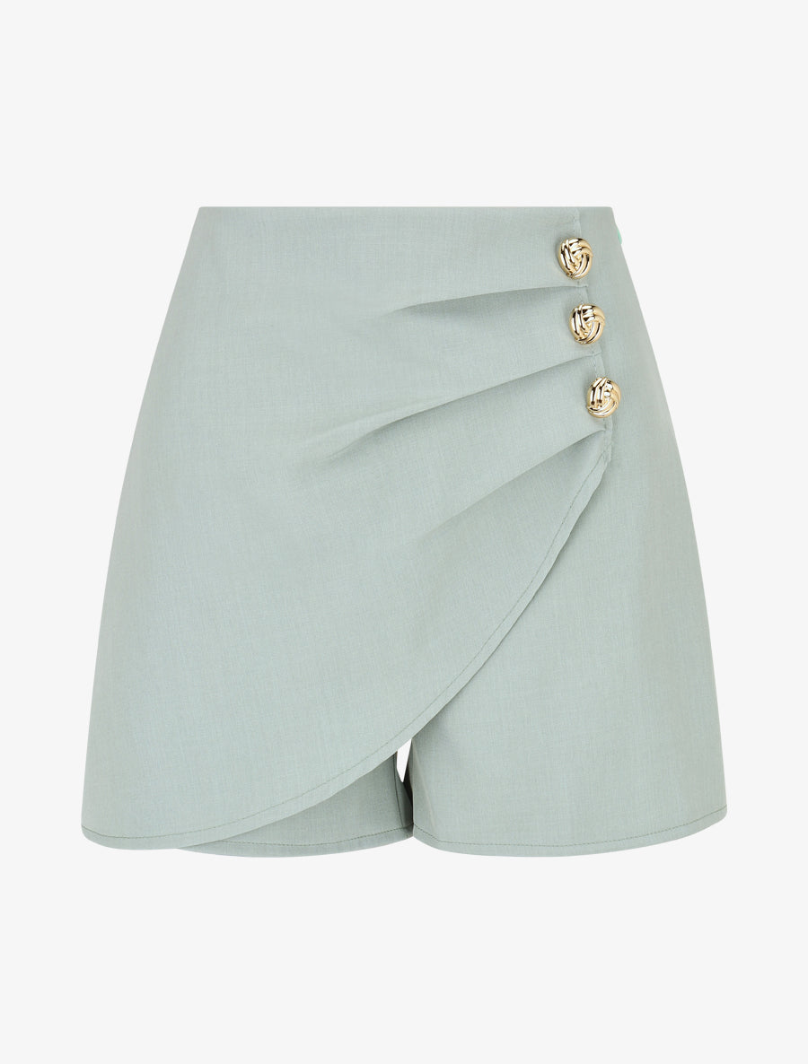 Short uni à boutons décoratifs - Vert d&