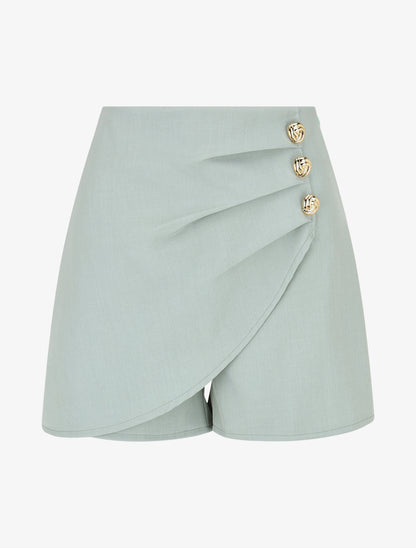 Short uni à boutons décoratifs - Vert d&