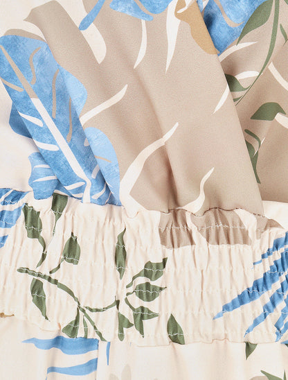 Combishort à imprimé tropical - Taupe/bleu - 3