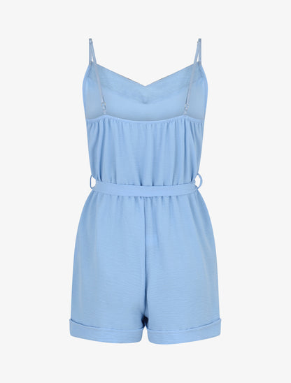 Combishort uni à bande graphique - Bleu ciel - 2